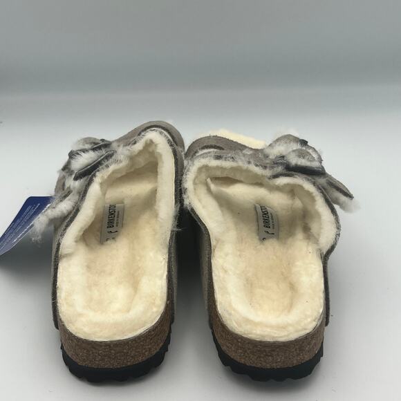 NWOB Birkenstock Arizona Shearling Sandals Gray Unisex Size W8 M6 - Picture 3 of 8
